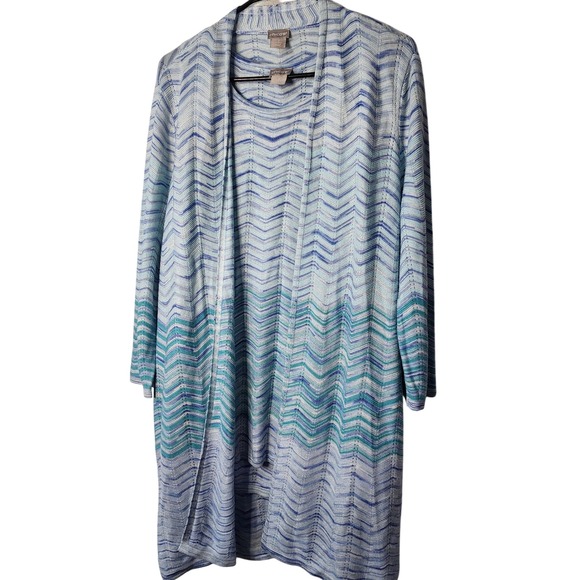Chico's Tops - Chico's Long Cardigan with Tank Top blue transition beachy top Chicos size Large